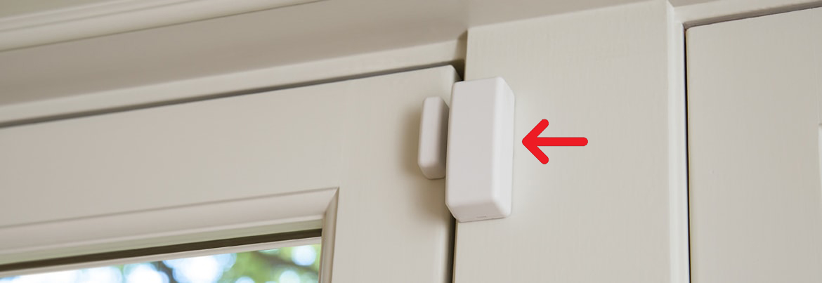 Image of wireless security sensor on door