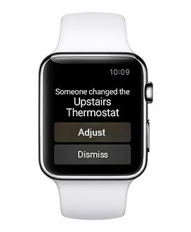 Smart watch with notification about smart thermostat